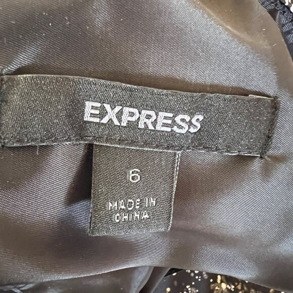 Express Womens Halter Neck Silk Black Gold Party Night Out Dress Size 6 - Picture 10 of 13